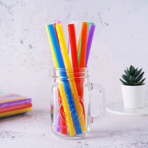 Miniatura 5 de 100 pajitas grandes para batidos, coloridas y desechables de plástico con boca ancha para batidos de leche (0.43" de diámetro y 8.2" de largo)