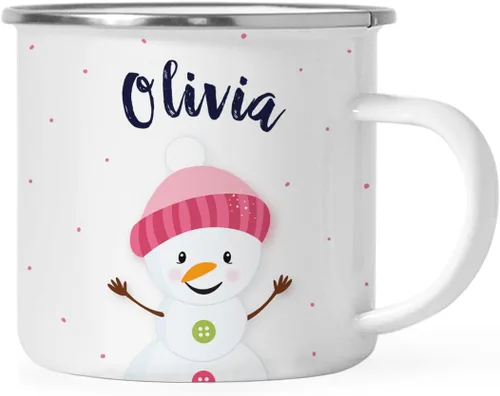 Miniatura 10 de Andaz Press Taza de café de acero inoxidable con nombre personalizado de 11 onzas para niños, diseño de búho azul festivo, 1 paquete, taza