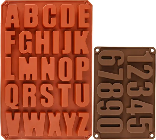 Miniatura 12 de Molde de silicona con 26 letras grandes, molde para crayón del alfabeto, molde de chocolate, bandeja para cubitos de hielo para galletas con 12