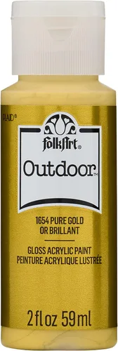 FolkArt Pintura acrílica para exteriores en varios colores (2 onzas), oro puro metálico 1654