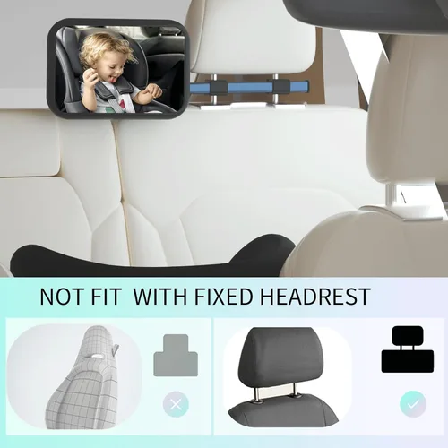 Miniatura 6 de Espejo de automóvil para bebé, orientado hacia atrás, espejo ajustable de seguridad para asiento de automóvil para bebé, monitor de cámara