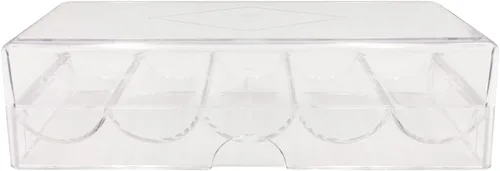Miniatura 2 de SEETOOOGAMES Bandeja de fichas de póquer, soporte acrílico transparente para fichas de casino con tapa, estuche de almacenamiento de fichas