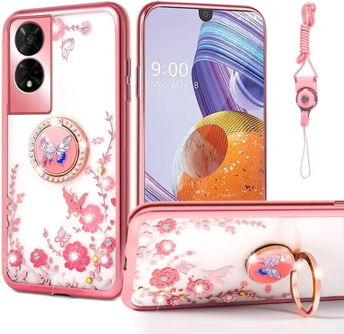 Miniatura 17 de nancheng Funda de teléfono para TCL A3X (A600DL), funda para Alcatel TCL A3X niñas y mujeres, bonita funda de silicona transparente con purpurina