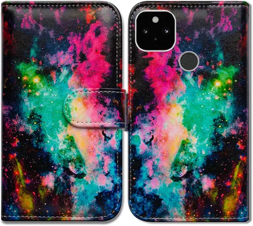 Miniatura 20 de Bcov Funda para Pixel 5a 5G, diseño de pájaro negro y verde con tapa para teléfono, con ranura para tarjetas, soporte para Google Pixel 5a 5G 2021