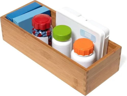 Miniatura 10 de Lipper International Caja de almacenamiento de madera de bambú para utensilios de cocina, maquillaje o suministros de oficina, 5 x 12 x 3 pulgadas