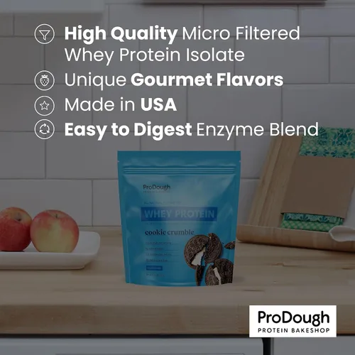Miniatura 6 de ProDough Proteína en polvo de aislado de suero hidrolizado gourmet para mezcla de batidos - Mezcla de enzimas de fácil digestión, 25 g de proteína