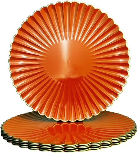 Miniatura 8 de Platos lisos rojos, platos lisos redondos de plástico de 13 pulgadas para fiesta de boda, decoración de mesa. (Juego de 6)