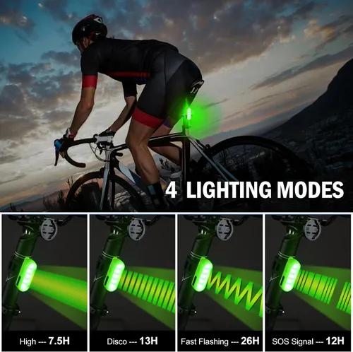 Miniatura 4 de Luces LED de seguridad para bicicleta, luz trasera de bicicleta rojo/verde, linterna de seguridad trasera de bicicleta, recargable por USB C, 4