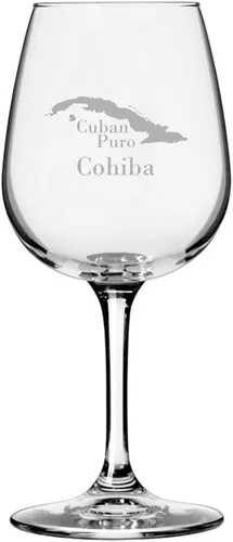 Miniatura 15 de Cuaba - Copa de vino multiusos con temática de cigarro cubano grabada de 12.75 onzas