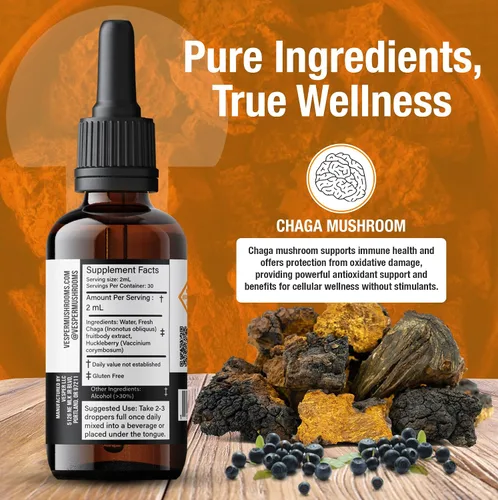 Miniatura 3 de Extracto doble líquido de Chaga con arándanos silvestres: Añadir a la bebida1 (2oz./60ML)