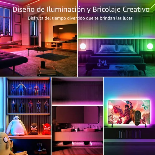 Miniatura 6 de TJOY Luces LED para dormitorio de 25 pies, tira de luces LED RGB que cambian de color con control remoto y aplicación inteligente, luces de cuerda