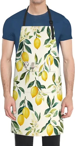 Miniatura 8 de Delantal de cocina con bolsillo, cuello ajustable impermeable y lazos largos, delantal de cocina para hornear, jardinería, pintura para mujer Flores