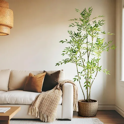 Miniatura 7 de Árbol de bambú artificial grande para interiores y exteriores, plantas realistas de seda de plástico sintético en maceta, para el hogar, sala