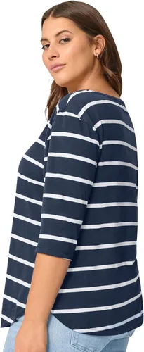 Miniatura 3 de Ellos Camiseta de manga con botones a rayas en talla grande para mujer