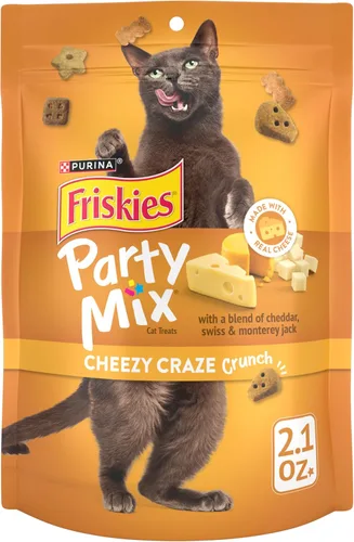 Golosinas para gatos Purina Friskies, Party Mix Cheezy Craze Crunch - (Paquete de 10) Bolsas de 2.1 oz