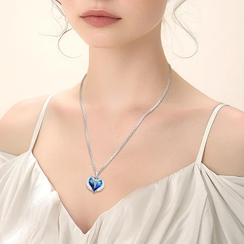 Miniatura 196 de Collar de alas de ángel de plata de ley 925, ángel de la guarda, enfermera RN caduceo, dije de ángel de cristal, joyería de regalo para mujer
