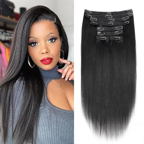 Miniatura 55 de Extensiones de cabello con clip de 12 pulgadas, rizado birmano, negro natural, extensiones de cabello con clip rizado birmano, cabello humano real