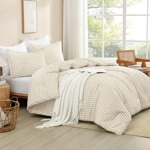 Miniatura 21 de Andency Edredón a cuadros tamaño individual (66 x 90 pulgadas), juego de cama a cuadros negros y blancos para adolescentes y niños, ropa de cama