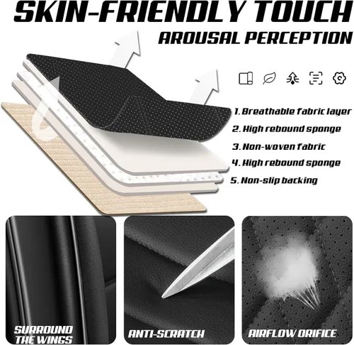 Miniatura 5 de Funda de asiento para Nissan Murano 2003-2026, protector de asiento de cuero impermeable compatible con bolsa de aire (par delantero, negro clásico)