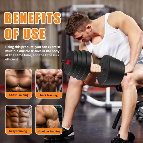 Miniatura 6 de Adjustable Dumbbell Set 25/45/75/90LB, Changeable Dumbbell Set with Connecting Rod 4 in1 Dumbbells Set Used as Barbell, Kettlebells, Push up Bar