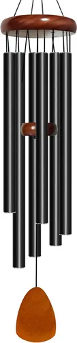 Miniatura 22 de Bursvik Campanilla de viento de 28 pulgadas, campanillas de viento decorativas en metal para exteriores, conmemorativas, regalo de recuerdo, Negro