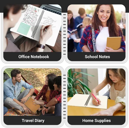 Miniatura 7 de EUSOAR Cuaderno en espiral en blanco de tapa dura, B5, 6 paquetes de 7.3 x 10.2 pulgadas, cuadernos de escritura de viaje, bloc de notas de notas