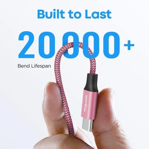 Miniatura 6 de Etguuds Cable rosa de 10 pies de carga rápida de USB-A a USB-C, 2 unidades, para Samsung S23, S22, S21, S20, S10, S10E, A10e, A11, A13, A03s, A52