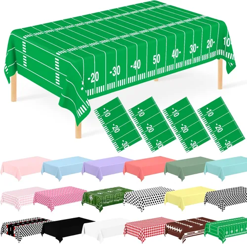 Miniatura 16 de Paquete de 2 decoraciones desechables para fiestas de fútbol, cumpleaños, manteles de plástico para fiestas temáticas de fútbol