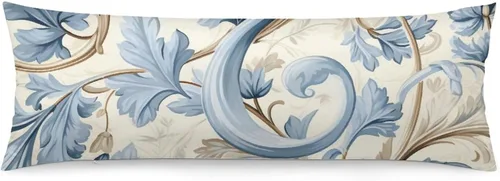 Miniatura 14 de Funda de almohada con monograma rústico de color azul suave con inicial N Body de 20 x 54 pulgadas, funda de almohada floral personalizada