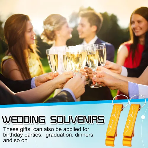 Miniatura 4 de Dandat 100 llaveros para abridor de botellas, regalos de boda personalizados para invitados, abridor de cerveza de vino de aluminio grabado, regalos