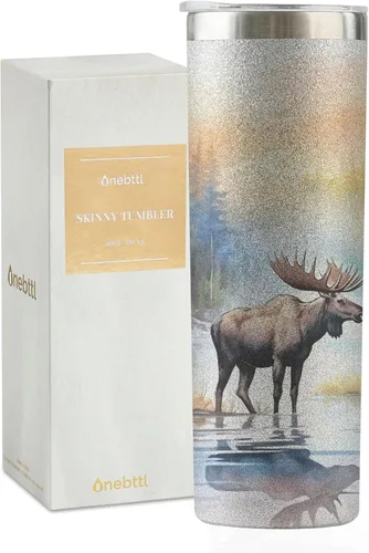 Onebttl Regalos de alce para hombres y mujeres, regalo para los amantes de los alces en el Día Nacional del Alce, cumpleaños y Navidad, vaso aislado