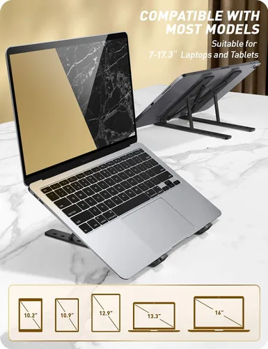 Miniatura 6 de i-Blason Cosmo - Soporte elevador ajustable de aleación de aluminio para laptop con soporte multiángulo compatible con MacBook Pro/MacBook Air, Negro