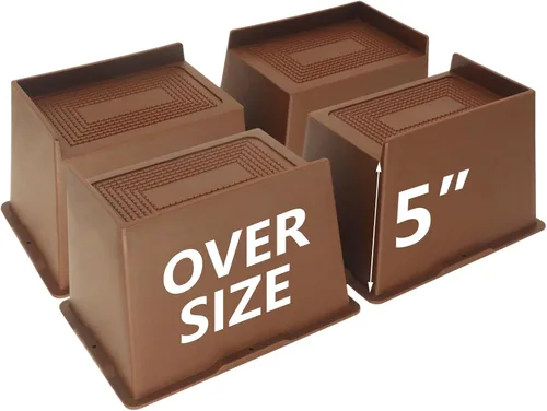 Miniatura 11 de Elevadores de cama de 4 pulgadas, resistentes, elevadores de muebles de gran tamaño, paquete de 4 elevadores de cama extra anchos para mesa, sofá