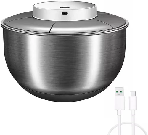 Girador eléctrico automático de ensalada, 5L tipo C recargable de lechuga, giratorio de ensalada de acero inoxidable, lavadora de lechuga y secadora