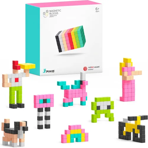 Miniatura 9 de PIXIO-100 - Juguete de construcción de bloques magnéticos pequeños en el estilo Pixel Art con aplicación gratuita - Cubos de plástico de 5/16" con 6
