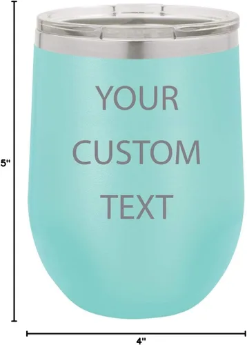Miniatura 3 de Vaso de vino aislado de acero inoxidable personalizado personalizado de 12 oz (verde azulado)