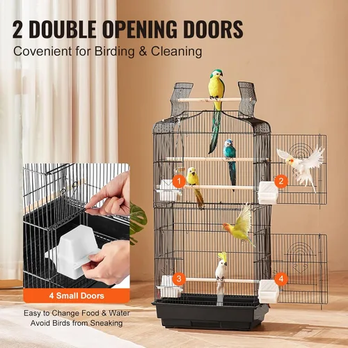 Miniatura 5 de VEVOR Jaula Grande para Loros de 41 Pulgadas con Parte Superior Abierta, Jaula Colgante para Periquitos, Pinzones, Canarios, Agapornis, Cacatúas