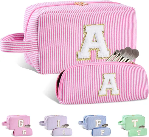 Miniatura 164 de Regalos personalizados para mujeres, bolsa de maquillaje con inicial, bolsa de maquillaje de viaje, bolsa de cosméticos, bolsa de artículos
