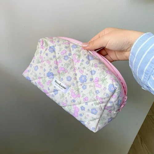 Miniatura 2 de SINOKAME Coquette - Bolsa de maquillaje para mujer, bolsa de cosméticos hecha a mano, de algodón, reutilizable, bolsa organizadora de artículos