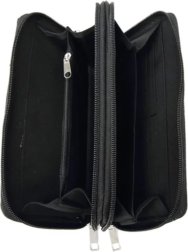 Miniatura 4 de Conchos tachonado cocodrilo corte láser vaquera Western monedero mujer cartera cartera, Negro