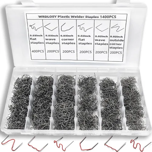 Kit de soldadura de plástico de 1400 piezas, grapas de soldador de plástico, con caja de almacenamiento, grapas de soldadura, kit de soldador de 6