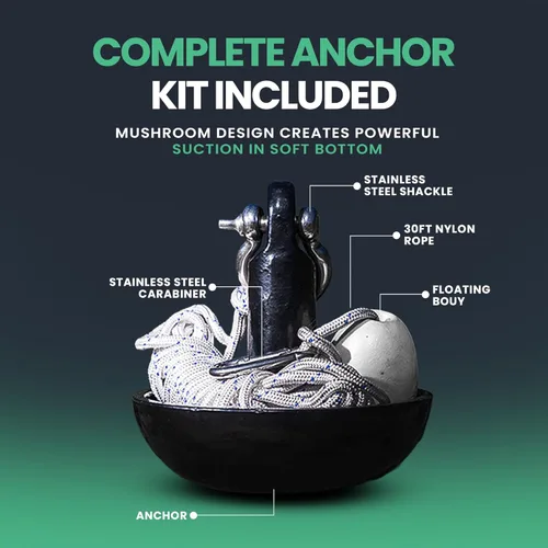 Miniatura 2 de Newport Kit de anclaje de hongo prémium de 5 libras con bolsa, cuerda, boya y herrajes inoxidables