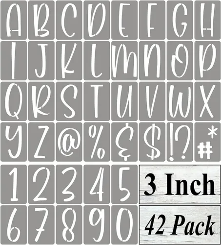Miniatura 16 de Plantillas de letras del alfabeto de 4 pulgadas para pintar, paquete de 42 plantillas de letras y números con letreros para pintar sobre madera