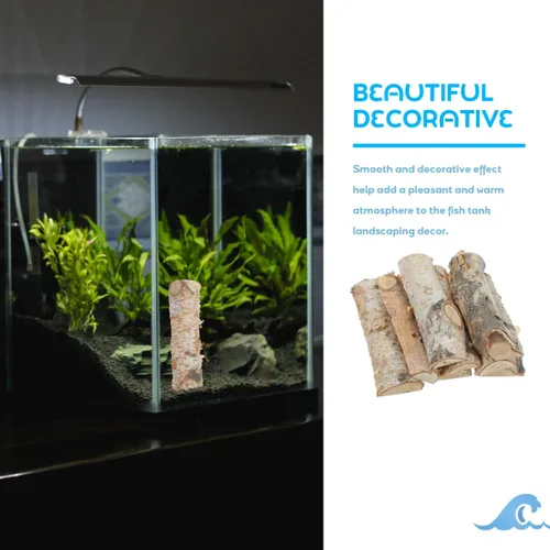 Miniatura 4 de EXCEART Madera decorativa para pecera, 8 bloques de abedul natural únicos para fiestas de Navidad, manualidades, accesorios de fotos y decoración
