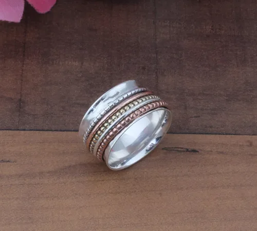 Miniatura 60 de Boho Spinner Ring, Mothers Day Gift, Silver 925 Women Ring, Sterling Silver 925 Ring, Fidget Spinner Ring,Women Silver Anxiety Ring