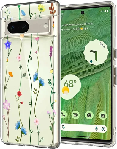 Miniatura 20 de Unov - Funda compatible con Pixel 7, diseño transparente de TPU suave, absorción de impactos, delgada, patrón labrado, cubierta protectora trasera