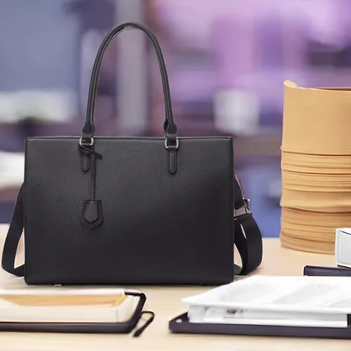 Miniatura 3 de Bolsa para laptop para mujer, de 17 pulgadas, bolsas de trabajo casuales con puerto de carga USB, bolsa de mano para portátil con bolso de mano Negro