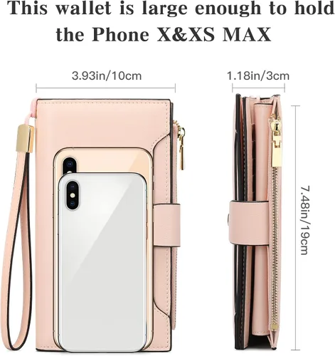 Miniatura 5 de SENDEFN - Cartera de cuero para mujer, portatarjetas con bloqueo RFID, monedero para mujer con cierre