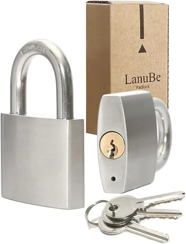 Miniatura 14 de LanuBe Candados de acero inoxidable 304 con igual llave para uso en exteriores, candado para vaso de pines, cuerpo de 2 pulgadas de ancho, grillete
