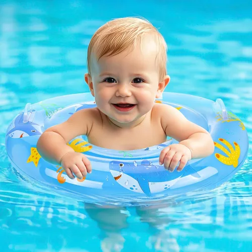 Miniatura 6 de Flotadores de natación para bebés con asiento ajustable, flotadores inflables de PVC de doble capa para niños pequeños Lindo Pony